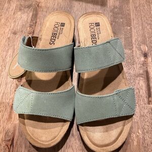 Sage Green White Mountain “Fervent” Double Strap Sandals.